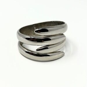Chunky Silver Coil Statement Cuff Hinged Bangle Bracelet Women Fashion Accessory